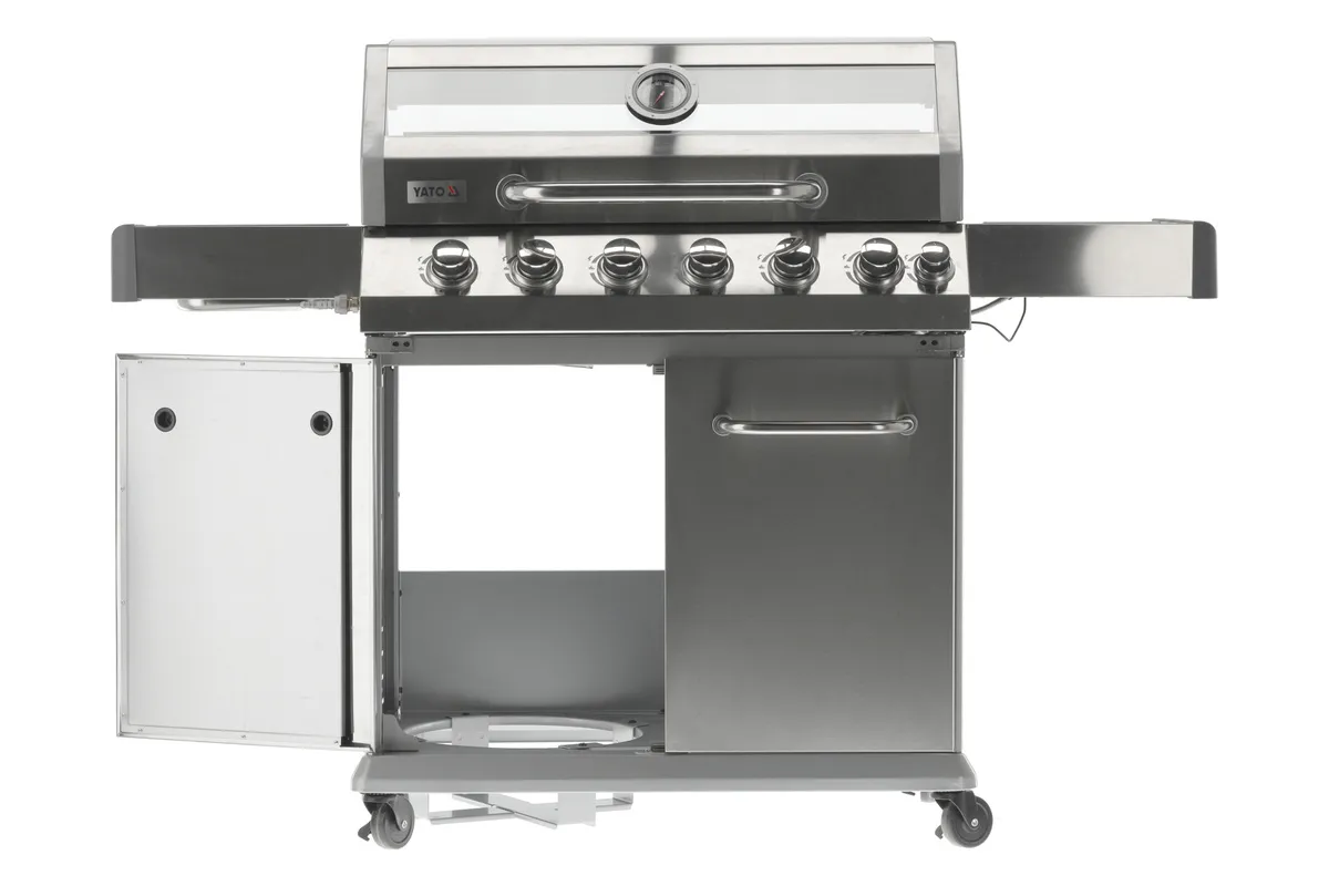 Grill gazowy 6+1 stal nierdzewna 20,5kw, z szybą Yato YG-20016