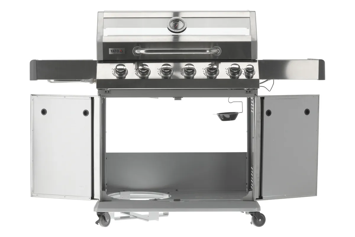 Grill gazowy 6+1 stal nierdzewna 20,5kw, z szybą Yato YG-20016