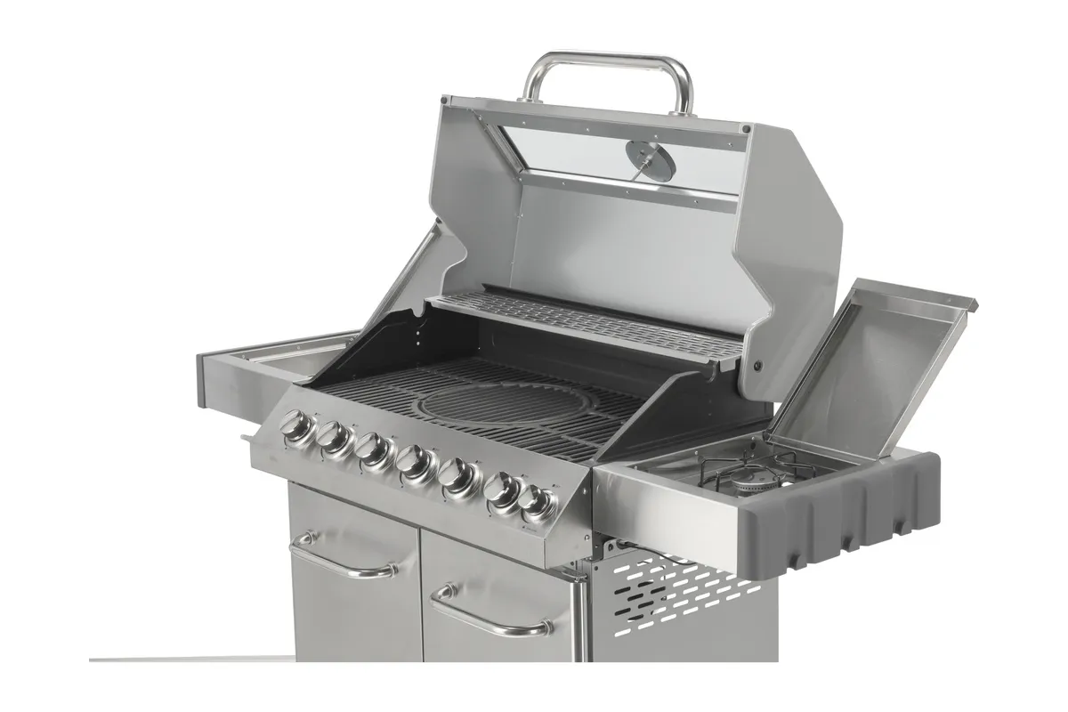 Grill gazowy 6+1 stal nierdzewna 20,5kw, z szybą Yato YG-20016