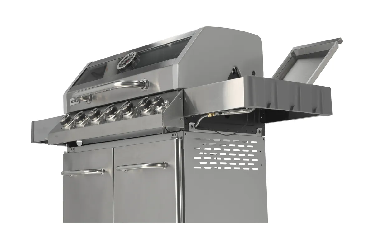 Grill gazowy 6+1 stal nierdzewna 20,5kw, z szybą Yato YG-20016