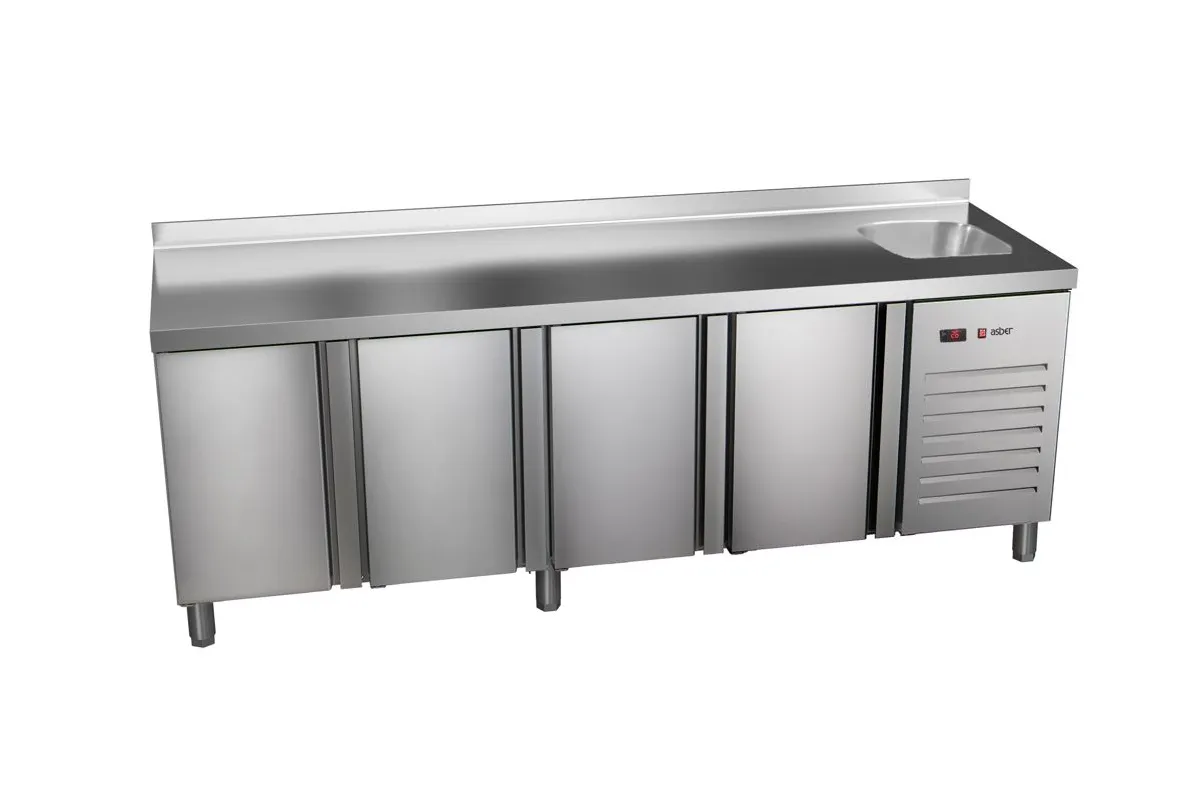 STÓŁ CHŁODNICZY 4-DRZWIOWY ZE ZLEWEM 700 MM GN 1/1 ESSENZIAL LINE ASBER ETP-7-225-40 HC S SB40