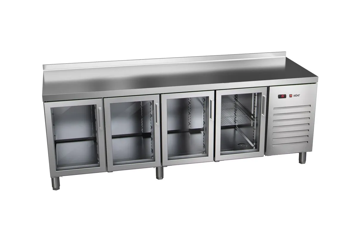 STÓŁ CHŁODNICZY 4-DRZWIOWY ZE SZKLANYMI DRZWIAMI 600 MM ESSENZIAL LINE ASBER ETP-6-250-40 HC SB40 GD