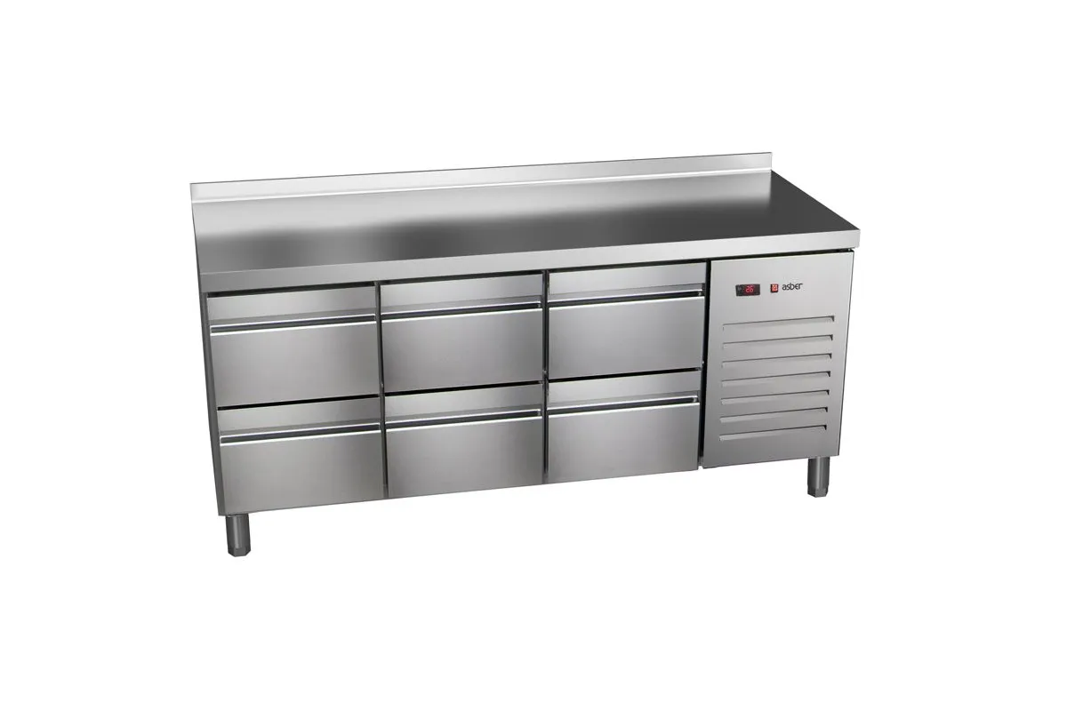 STÓŁ CHŁODNICZY Z 6 SZUFLADAMI 600 MM ESSENZIAL LINE ASBER ETP-6-200-06 HC SB40