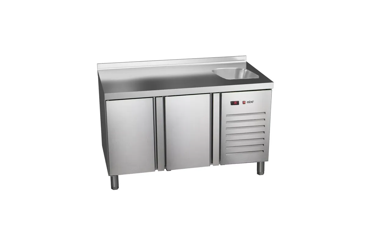 STÓŁ MROŹNICZY 2-DRZWIOWY ZE ZLEWEM 700 MM GN 1/1 ASBER ETN-7-135-20 HC S SB40