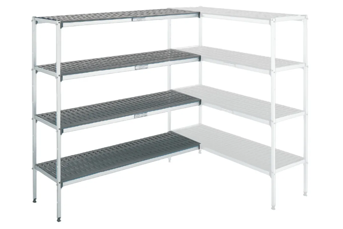 Regał aluminiowo-polietylenowy 500 mm narożny - 4 poziomowy ASBER