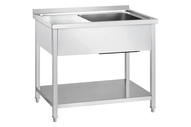 Stół ze zlewem 1-kom.(P),z półką 1200x700x850 mm skręcany Gredil 673327