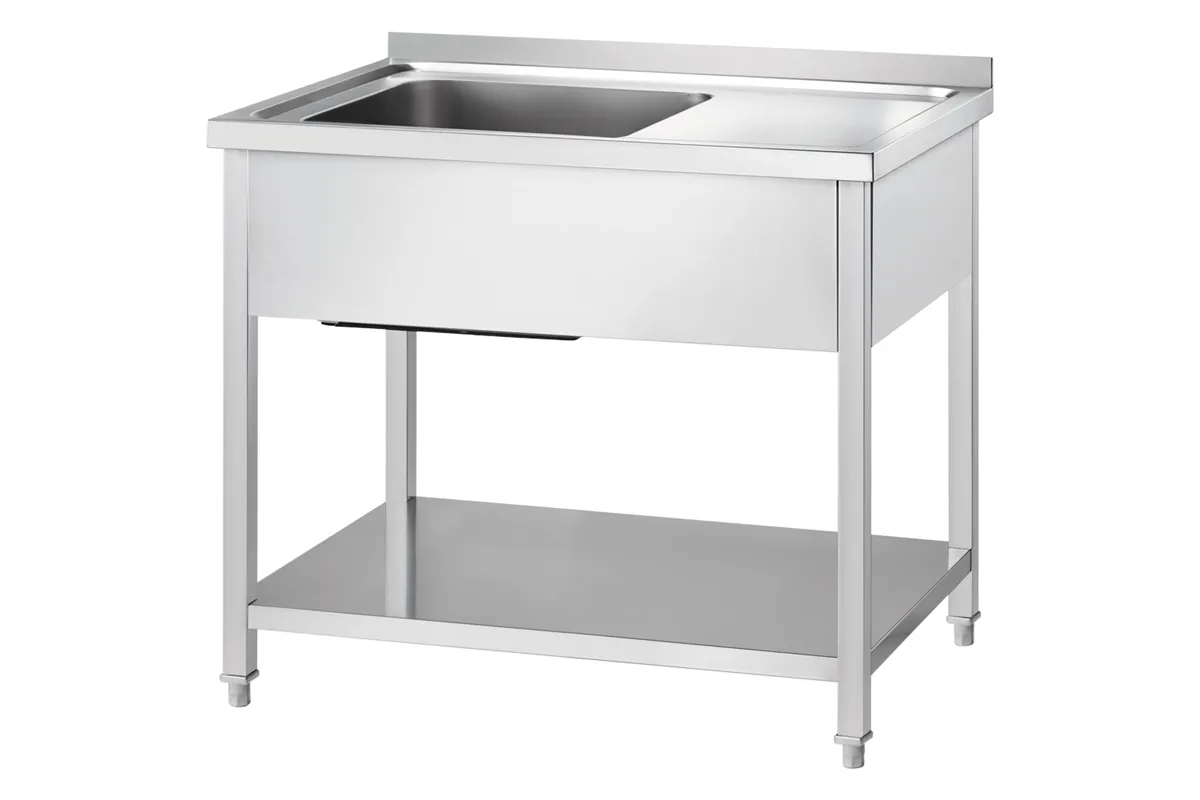 Stół ze zlewem 1-kom.(L),z półką 1000x600x850 mm skręcany Gredil 674106
