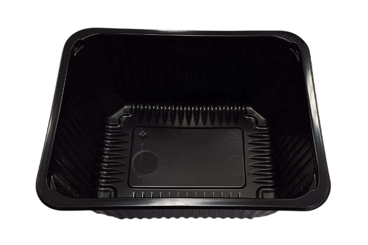 Pojemniki cateringowe do zgrzewu, czarne jednokomorowe (bez przegród) głębokie 227x178x100mm 380szt G018603