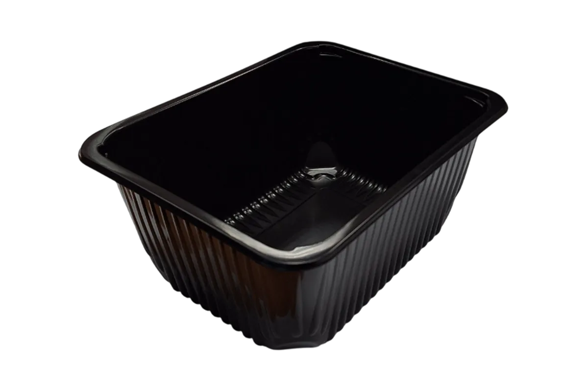 Pojemniki cateringowe do zgrzewu, czarne jednokomorowe (bez przegród) głębokie 227x178x100mm 380szt G018603