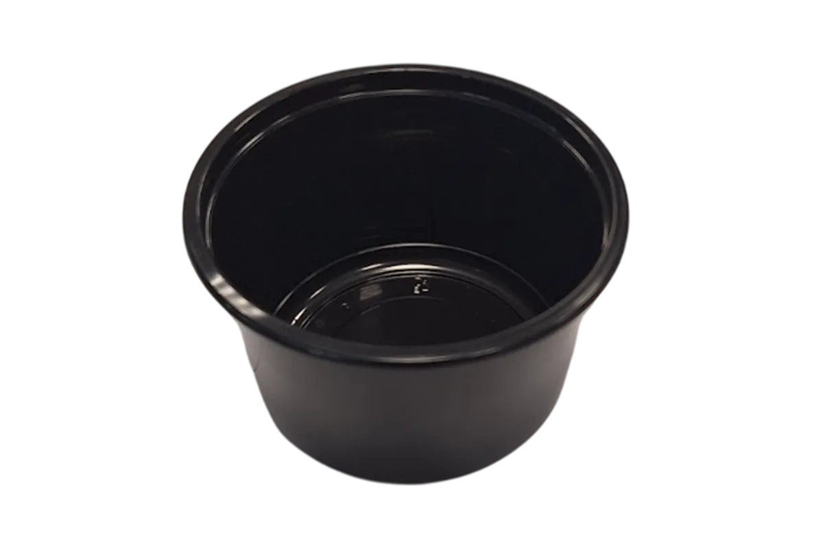 Pojemniki kubki cateringowe zgrzewane czarne, obiadowe na wynos Ø 115x73 mm 500szt. KK115-450A-BLACK