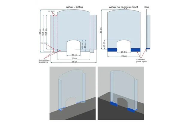 Osłona z plexi 850x700 mm SANIFINE 570951