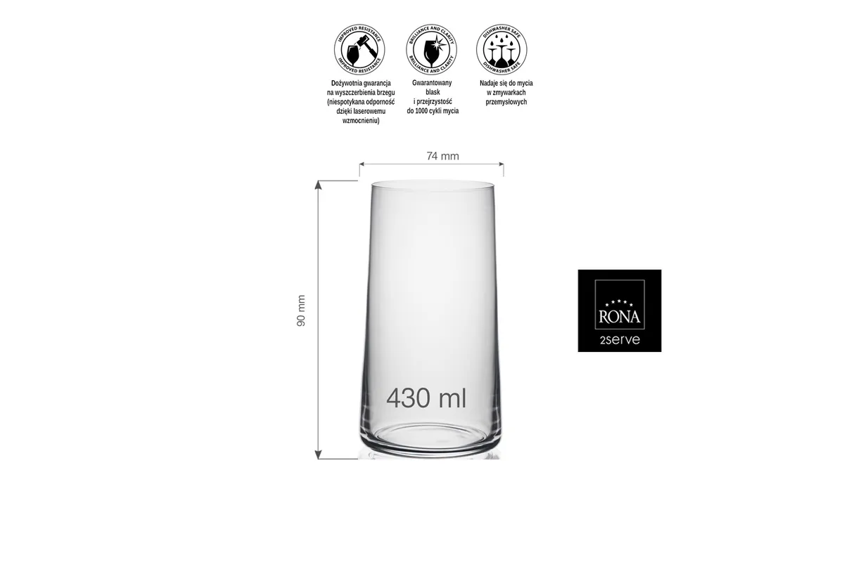 Szklanka wysoka Mode, 430ml RONA 70481220