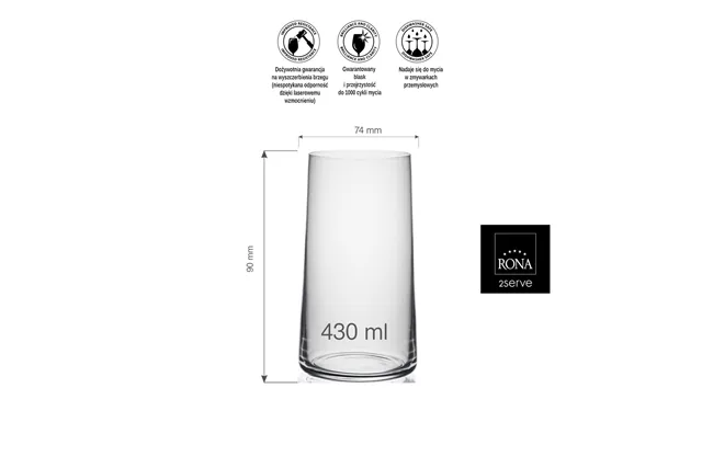 Szklanka wysoka Mode, 430ml RONA 70481220
