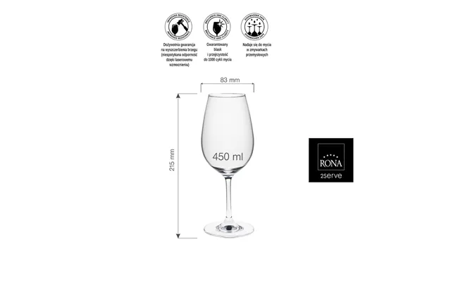 Kieliszek do wina bordeaux Ratio, 450ml RONA 63390000
