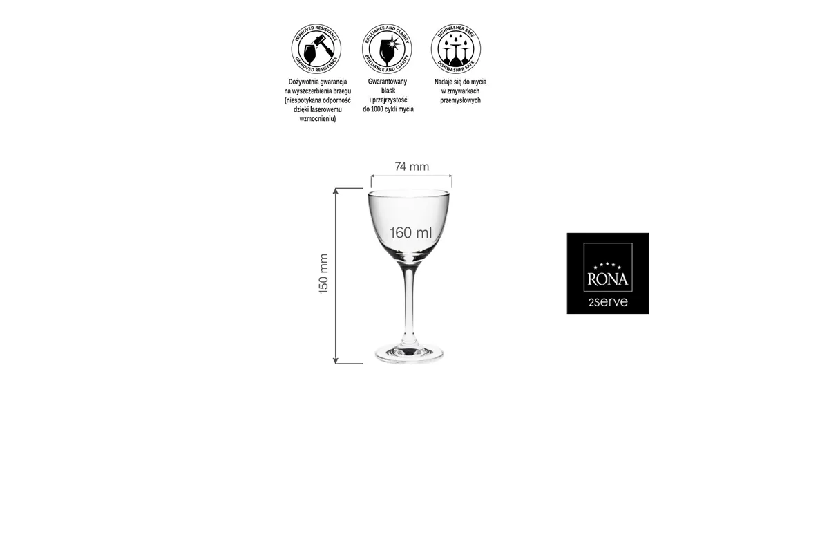 Kieliszek koktajlowy Classic Cocktails Optic, 160ml RONA 6515P0400