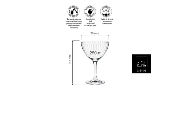 Kieliszek do martini Classic Cocktails Optic, 250ml RONA 6515P0800