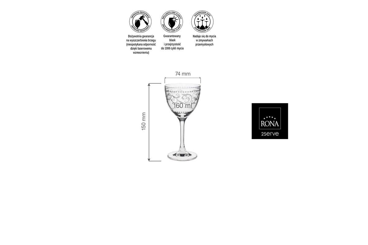 Kieliszek koktajlowy Classic Cocktails Vintage, 160ml RONA 651504333
