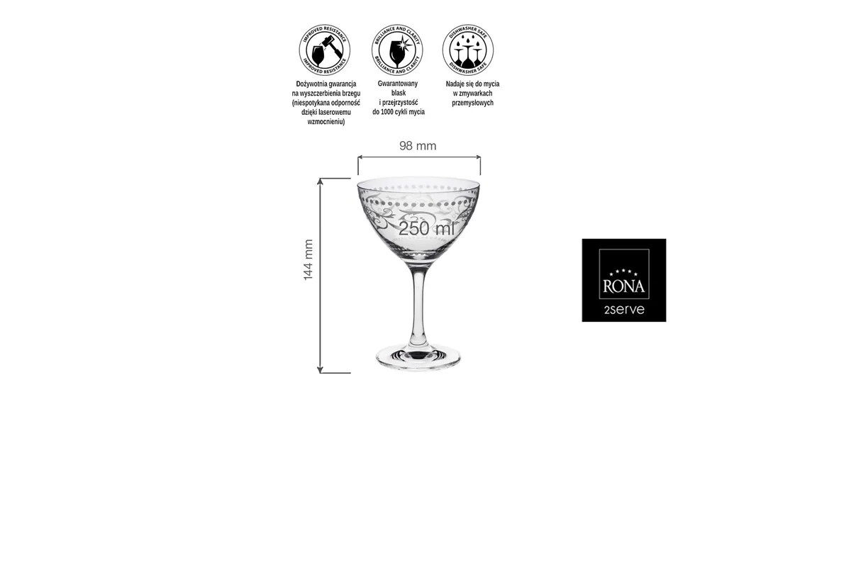 Kieliszek do martini Classic Cocktails Vintage, 250ml RONA 651508333