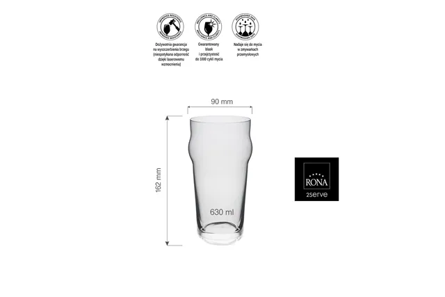 Szklanka do piwa Pinta, 630ml RONA 48221900 Szklanka do piwa Pinta, 630ml RONA 48221900