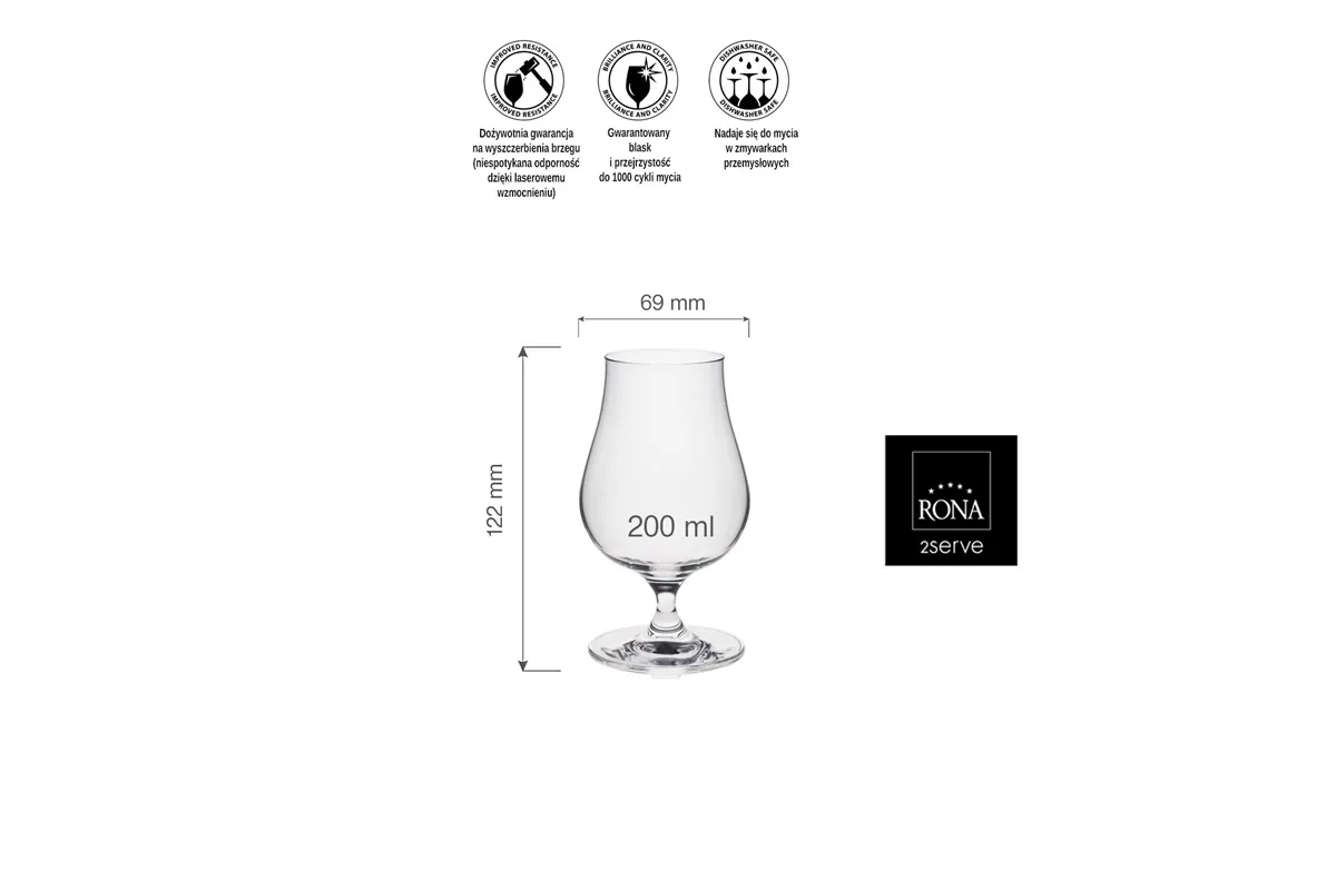 Kieliszek degustacyjny single malt whiskey, 200ml RONA 66973200
