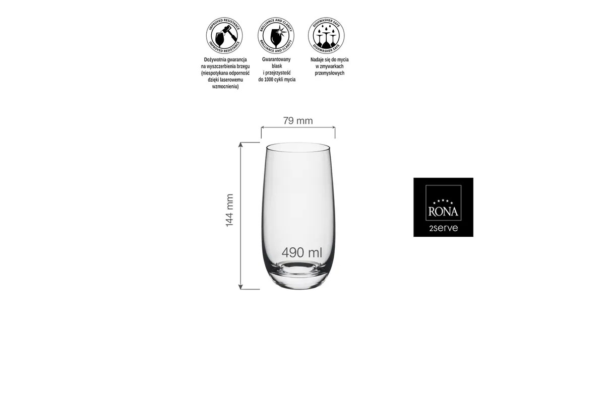 Szklanka wysoka Lunar, 490ml RONA 42331200