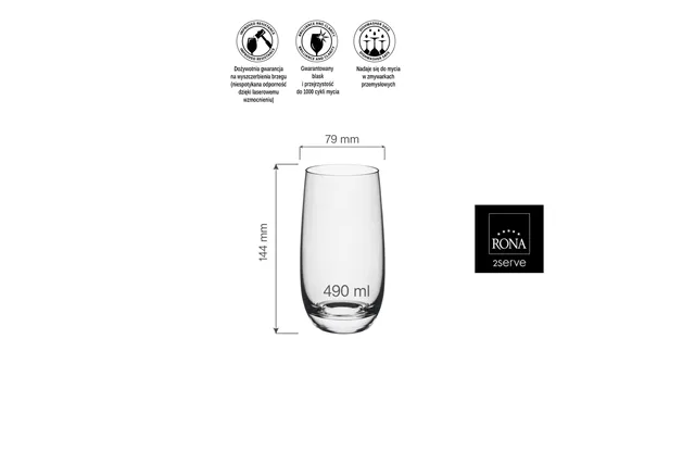 Szklanka wysoka Lunar, 490ml RONA 42331200