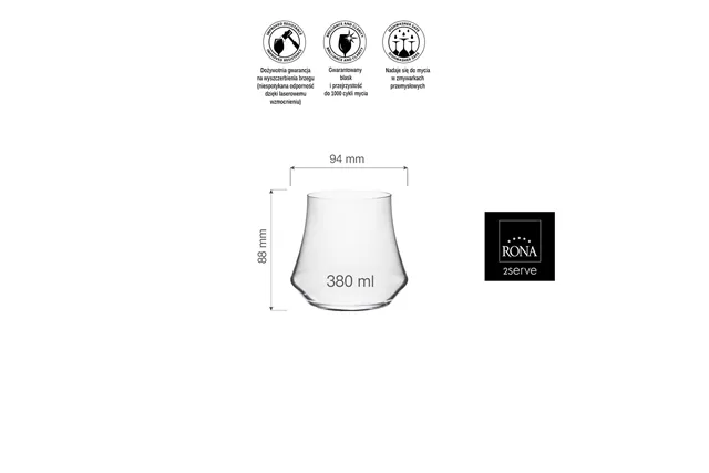 Szklanka niska Eclipse, 380ml RONA 84111600