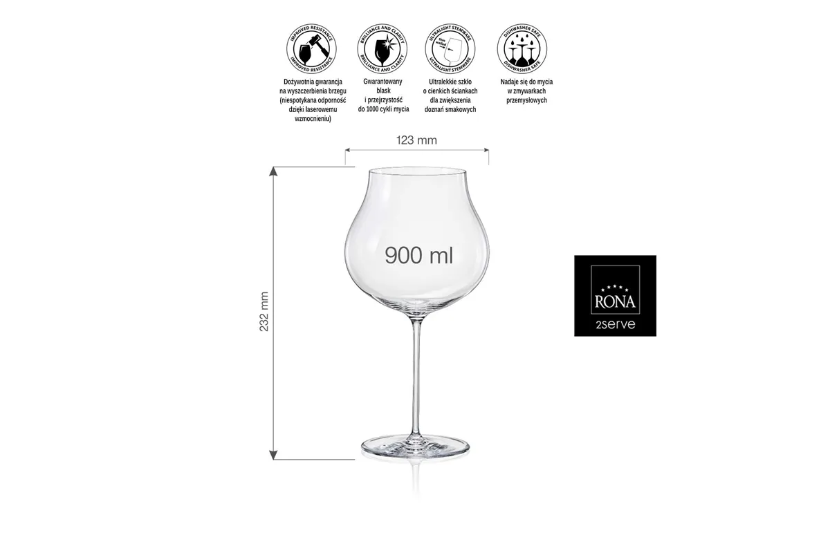 Kieliszek do win czerwonych Linea Umana, 900ml RONA 72873000