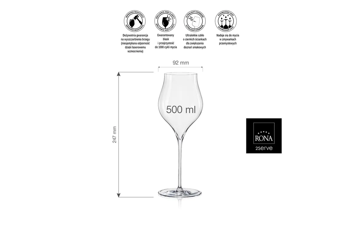 Kieliszek do win musujących Linea Umana, 500ml RONA 72873900