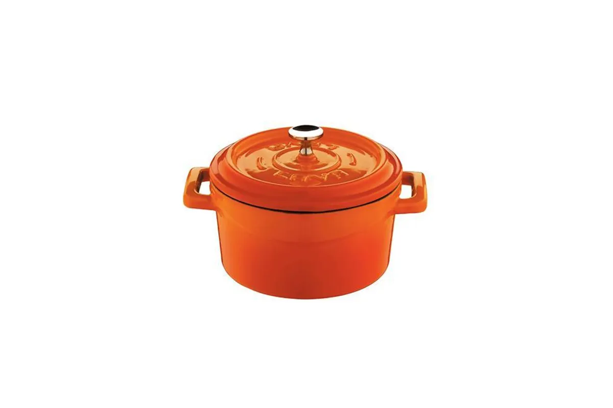 Mini garnek żeliwny (O)10cm, pomarańczowy LAVA 832127