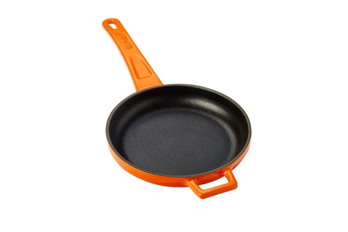 Mini patelnia żeliwna z metalowym uchwytem (O)16cm, pomarańczowa LAVA 832165