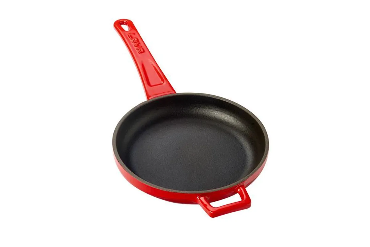 Mini patelnia żeliwna z metalowym uchwytem (O)16cm, czerwona LAVA 832233