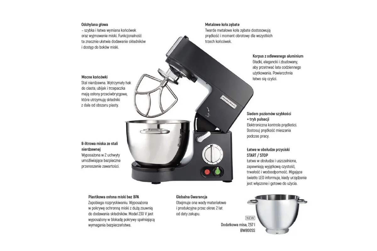 Mikser planetarny dla gastronomii - seria 8 Quart CPM800-CE, Hamilton Beach Commercial Hamilton Beach Commercial CPM800-CE