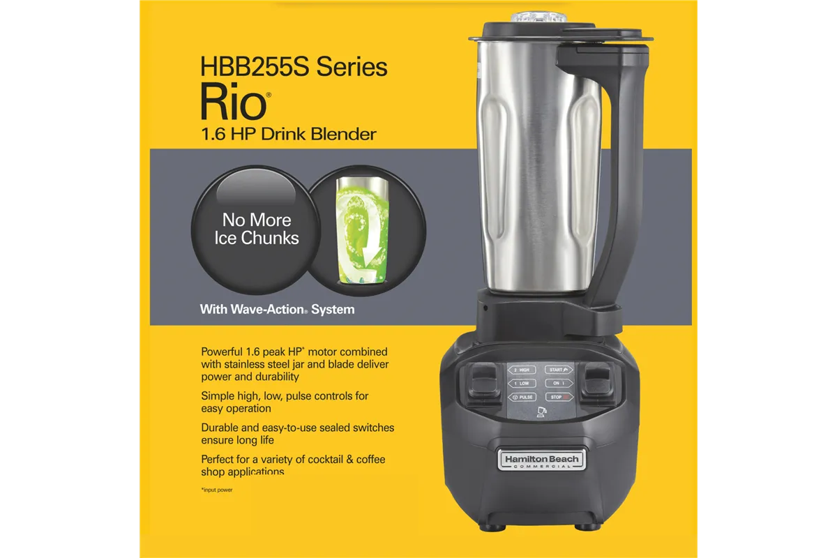Blender barmański HBB255S-CE Rio® z dzbankiem ze stali nierdzewnej 1.4l, Hamilton Beach Commercial Hamilton Beach Commercial HBB