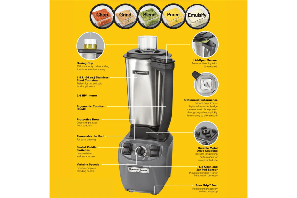 Blender kuchenny HBF510S-CE Expeditor™ z dzbankiem ze stali nierdzewnej 1.8l, Hamilton Beach Commercial Hamilton Beach Commercia