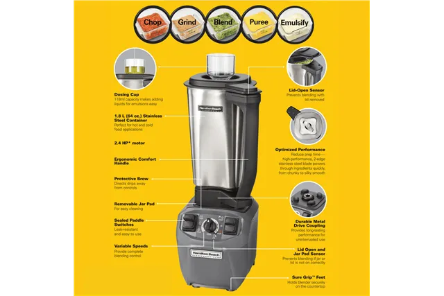 Blender kuchenny HBF510S-CE Expeditor™ z dzbankiem ze stali nierdzewnej 1.8l, Hamilton Beach Commercial Hamilton Beach Commercia Blender kuchenny HBF510S-CE Expeditor™ z dzbankiem ze stali nierdzewnej 1.8l, Hamilton Beach Commercial Hamilton Beach Commercia