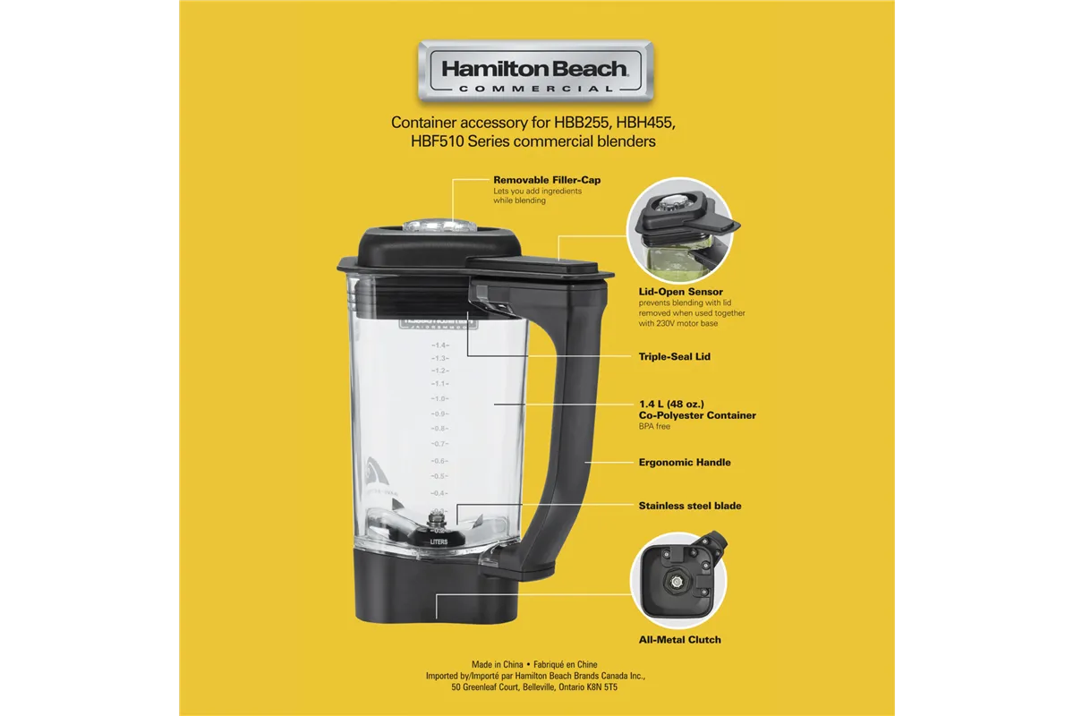 Dzbanek z copoliestru do blendera HBB255/HBH455/HBF510-CE 1,4l, Hamilton Beach Commercial Hamilton Beach Commercial 6126-455-CE