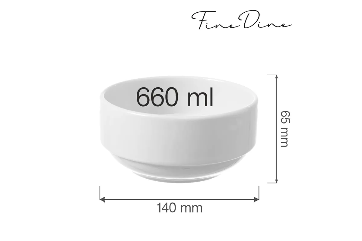 Miska sztaplowana Bianco 660 ml, 140 mm Fine Dine 799468