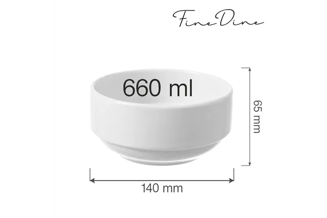 Miska sztaplowana Bianco 660 ml, 140 mm Fine Dine 799468 Miska sztaplowana Bianco 660 ml, 140 mm Fine Dine 799468
