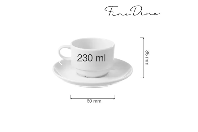 Filiżanka sztaplowana ze spodkiem Bianco 230 ml Fine Dine 799352 Filiżanka sztaplowana ze spodkiem Bianco 230 ml Fine Dine 799352
