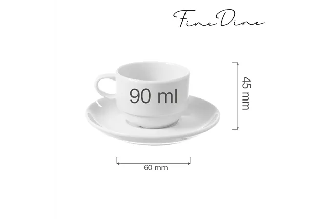 Filiżanka sztaplowana ze spodkiem Bianco 90 ml Fine Dine 799376 Filiżanka sztaplowana ze spodkiem Bianco 90 ml Fine Dine 799376