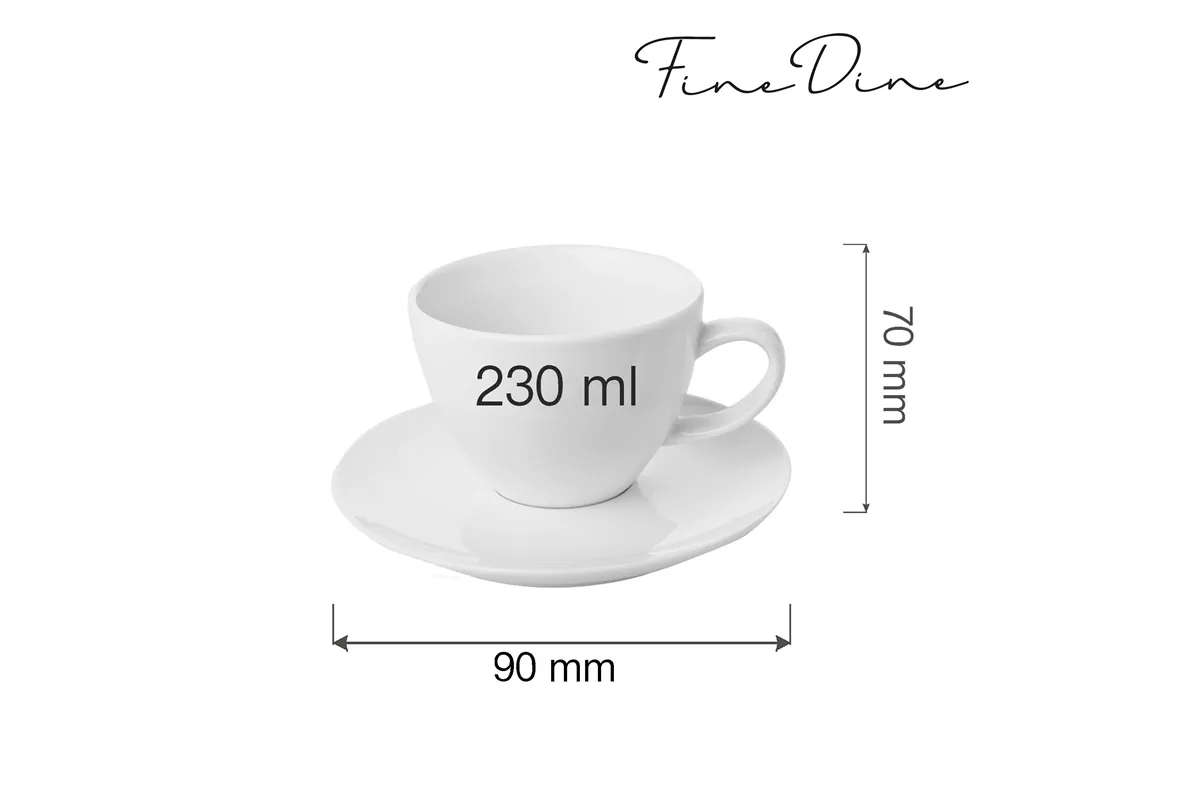 Filiżanka elegancka ze spodkiem Bianco 230 ml Fine Dine 770160