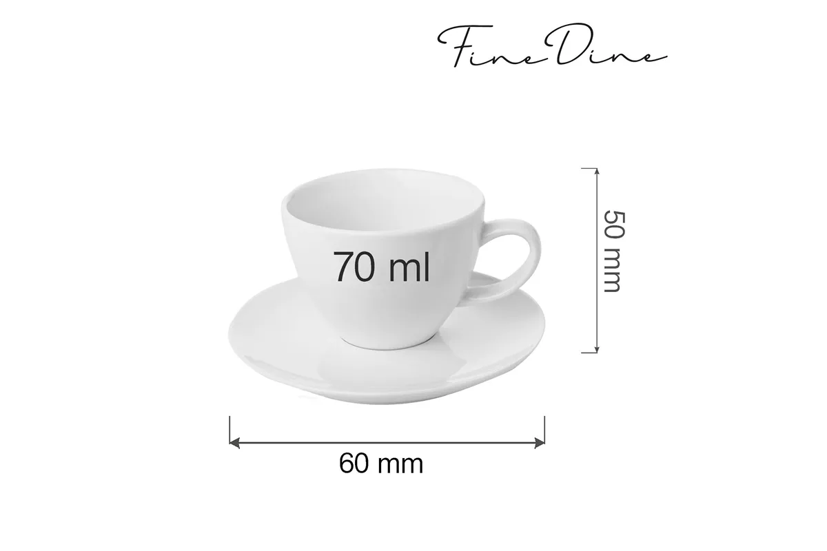 Filiżanka elegancka ze spodkiem Bianco 70 ml Fine Dine 770177
