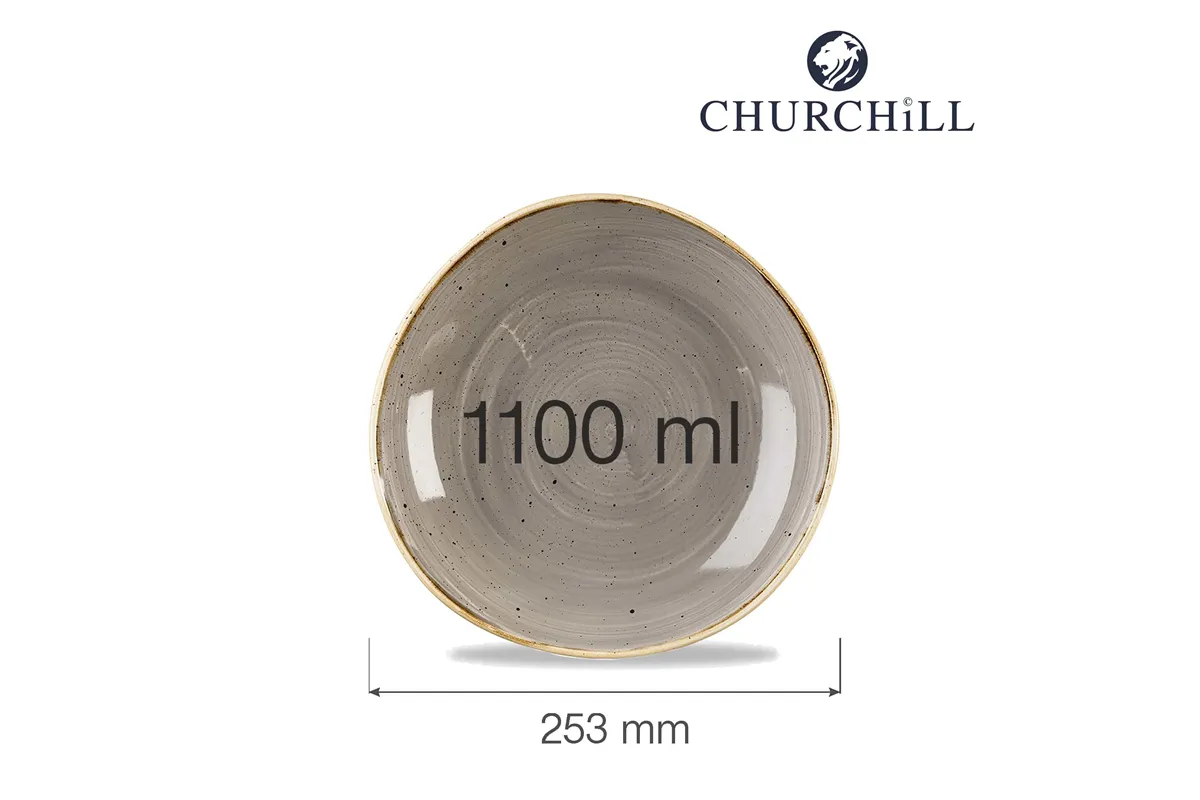 Miska o organicznym ksztalcie Stonecast Peppercorn Grey 340ml Churchill SPGSOGB11