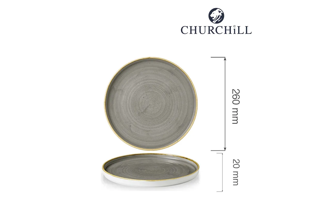 Talerz płytki z rantem Stonecast Peppercorn Grey 260 mm Churchill SPGSWP261