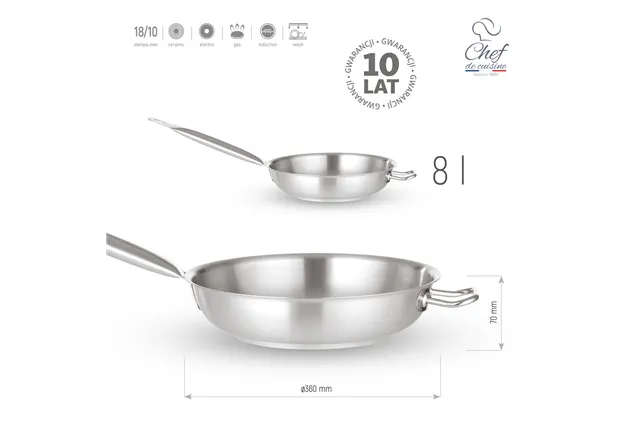 Patelnia ze stali nierdzewnej Prime, śr. 360mm Chef de Cuisine 831564