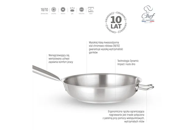 Patelnia ze stali nierdzewnej Prime, śr. 360mm Chef de Cuisine 831564