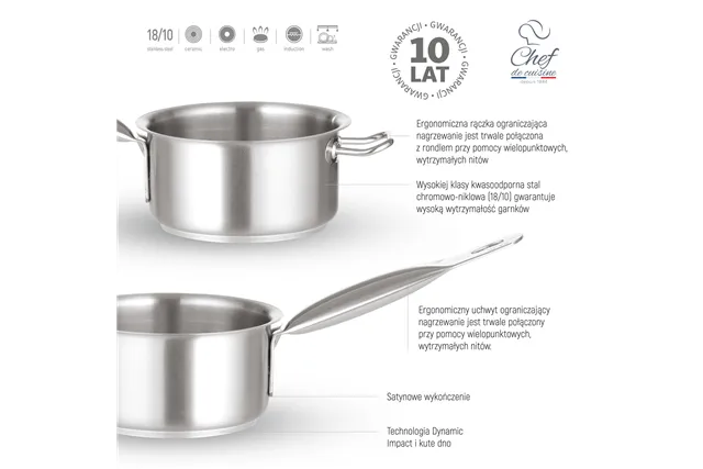 Rondel ze stali nierdzewnej 10,5l śr. 280x(H)170 mm Chef de Cuisine 831779 Rondel ze stali nierdzewnej 10,5l śr. 280x(H)170 mm Chef de Cuisine 831779