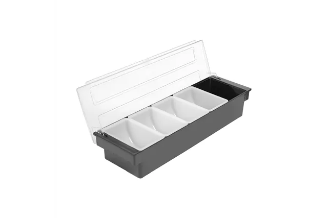 Pojemnik barmański na dodatki do drinków - 5 wkładów, Bar up, czarny, 480x150x(H)100mm Bar Up 552131 Pojemnik barmański na dodatki do drinków - 5 wkładów, Bar up, czarny, 480x150x(H)100mm Bar Up 552131