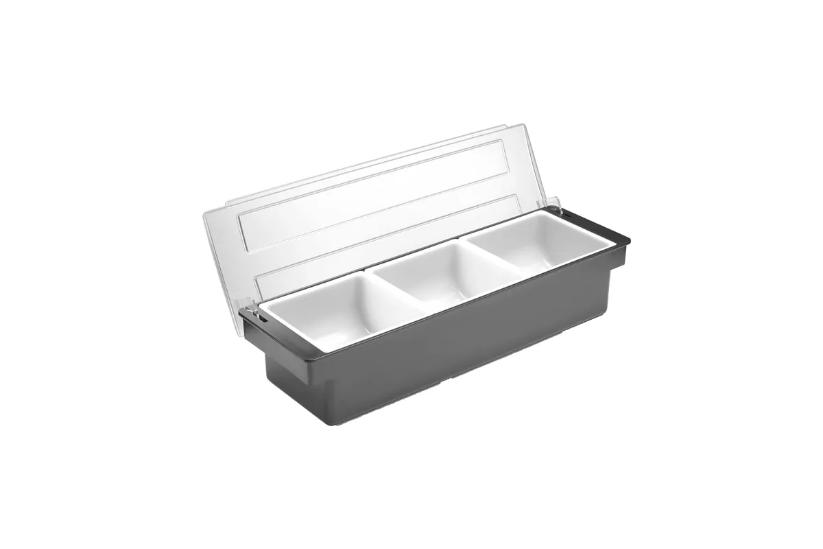 Pojemnik barmański na dodatki do drinków - 3 wkłady, Bar up, czarny, 480x150x(H)100mm Bar Up 552018